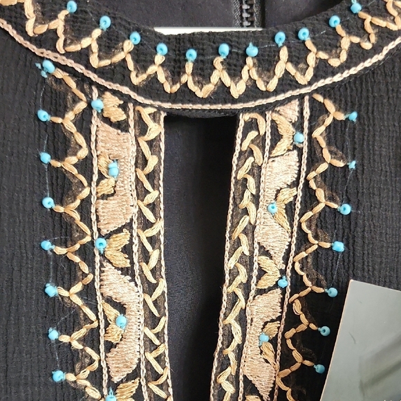 $498 Nanette Lepore Black Chiffon Dress with Cream Embroidery - Picture 5 of 12